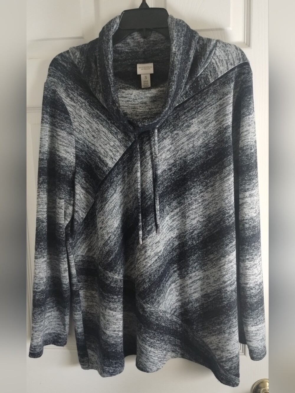 Weekend By Chico's Women's Blue Gray Ombre Cowl Neck Pullover Sweater